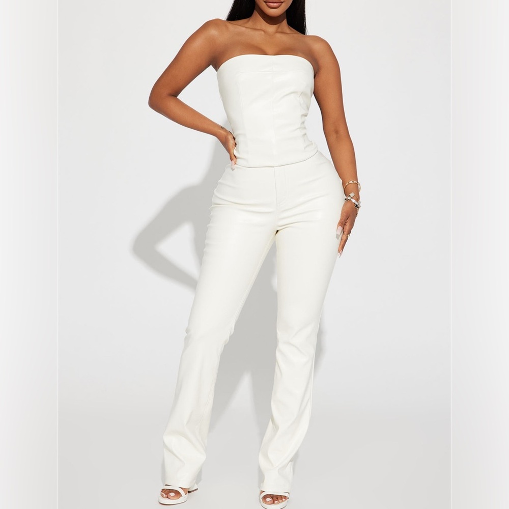 Faux leather 2 piece pant set